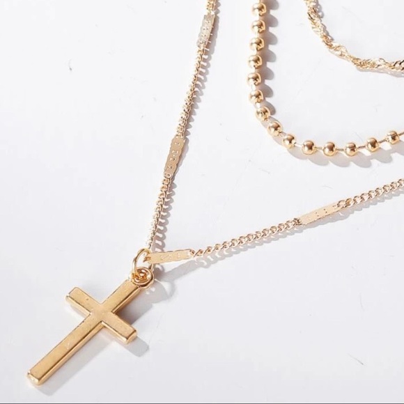 3/$30 💛 Cross Layered Necklace - Picture 3 of 3